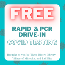 Free covid testing at library advertisement