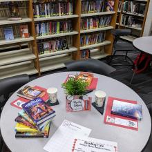 Round table with books