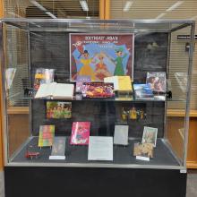 Books in a display case