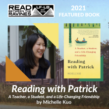 Reading with Patrick. Read Between the Ravines. Image credit: Lake Forest Public Library.