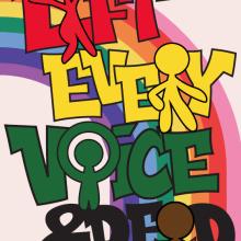 "Lift Every Voice & Read" in colorful font with a rainbow behind. 