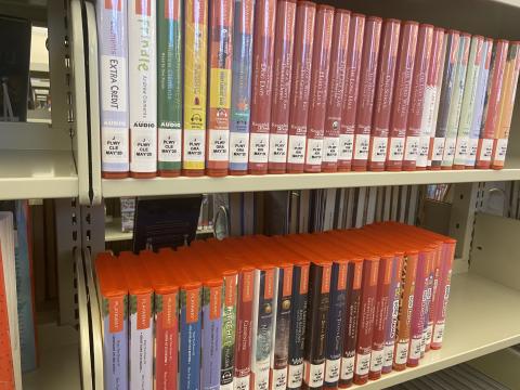 Play-aways on shelf