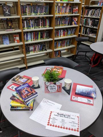 Round table with books