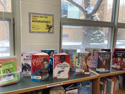 Shelving with books in a school library