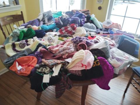 Clothing donations for Popular Creek Public Library.